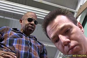 Milf wife fucks black cock while husband watches