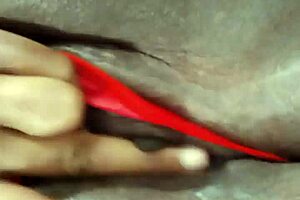 ebony milf masturbating with dildo in lingerie and shaved hairless pussy