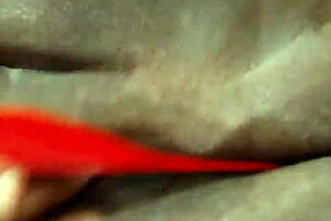 ebony milf masturbating with dildo in lingerie and shaved hairless pussy