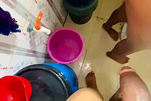 chased my step mom to the bathroom, bent her over, and came all over her riding ass