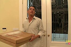 Blonde Milf Pays For Pizza With Tight Pussy Sucking And Licking