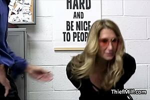 Two mall cops encounter milf's pussy and mouth