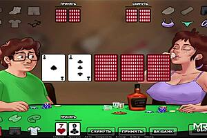 Teen and milf engage in intense strip poker in summertimesaga cartoon