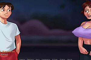 Teen and milf engage in intense strip poker in summertimesaga cartoon