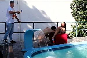 she takes favor enjoys sun gets fucked in pool