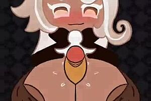 latte cookie titfucks big cock, cums on tits.