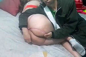 Latina milf masturbates with thong and panties before side sex.