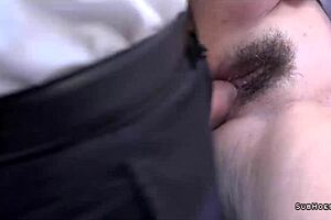 Hairy Zhelia Karima gets facial and cums hard!!