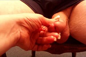 Milf sits on chair with double action