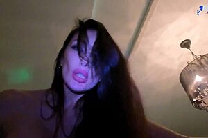 Hot milf strips for husband and rides to intense orgasm