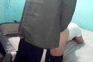 We fuck doggystyle on a cold day in double bed!