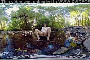 Redhead milf Carmen December masturbates outdoors to climax with toys