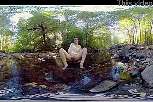 Redhead milf Carmen December masturbates outdoors to climax with toys