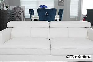 Busty milf enjoys butt plug while blowing dick