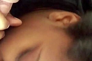 A black MILF gives a good blow job