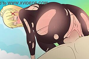 darkness seduces kazuma with torn tights for doggy banging hentai parody! 😈