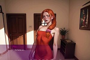 Redhead wife's deepthroat skills put to the test in 3D