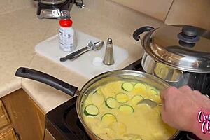 Stepmom showed me kitchen tricks and then rode me cowgirl style, wow!