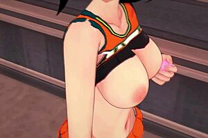 Is this super sexy Momo Yaoyorozu moaning with toys in 3D hentai?