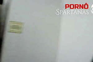 Thay behind the scenes with a wet shaved brunette on monster cock.