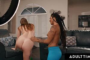 Sweaty workout turns into intense pussy licking for milf cali sweets and stepbae sky wonderland!