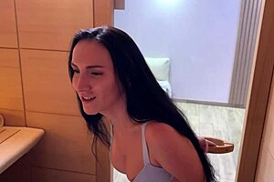 hot stepmom teases in sauna before risky doggystyle blowjob