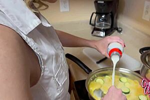 Stepmom showed me kitchen tricks and then rode me cowgirl style, wow!