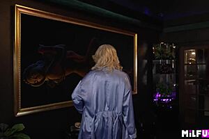 blonde cougar milf in lingerie dirty talks face fucking boy toy, cum on tits 😏💦