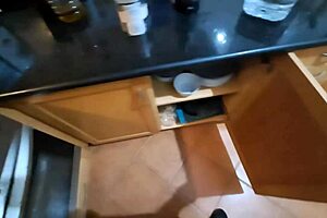 Amateur video shows an immigrant hiding in the pantry and getting a creampie