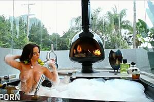 Big Tits Brunette Milf Masturbates Wet Pussy in Bathroom