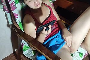 Korean Girl Watches Porn at Night and Fingers Her Tight Wet Pussy
