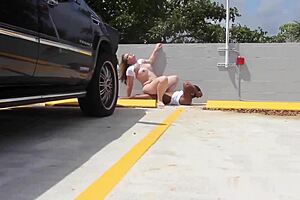 military milf takes big black dick in broad daylight parking lot