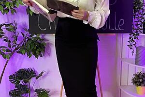 Sexy mature blonde dons see-through tights at club