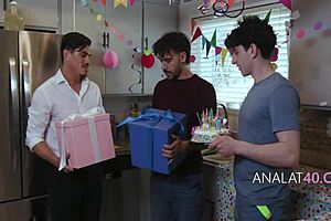 birthday party turns into a step family bum rush with banging and assfucking