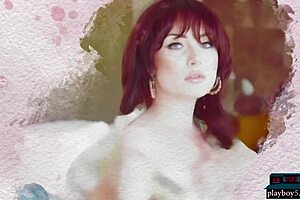 sexy milf kenna vanessa strips from lingerie and stockings to naked