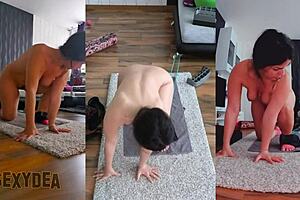 Sensual workout with a curvy Latina goddess in socks