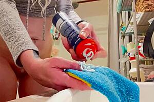 Nikki Lixxx shaves her wet pussy in POV, then fingers it deeply.