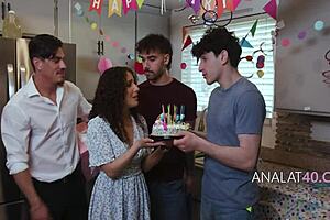 birthday party turns into a step family bum rush with banging and assfucking