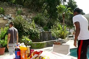 Black milf threesome with shaved pussy getting wild?