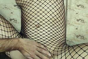 Wife's Close-Up Anal in Fishnets