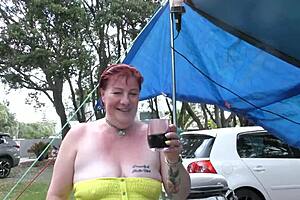 trashy kiwi milf flashing at holiday park, wanna see?