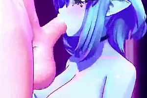 Two blue women in animation with big tits