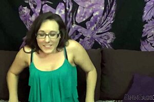 nerdy brunette sinn sage gets her new glasses