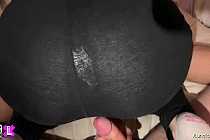 I got him to cum by my wet hairy pussy during homemade handjob. So hot!  