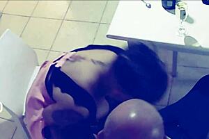 Mature granny fingers teen 18+ babe on all fours in close up masturbation scene.