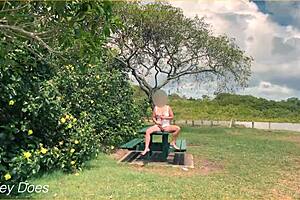 Wife swinging on the swing with no panties flashing outdoors! 😜