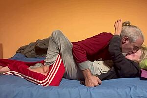 Wife experiences multiple orgasms during unexpected intimate moment at home.