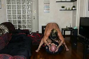 A mature woman seduces a police officer who has come to arrest her
