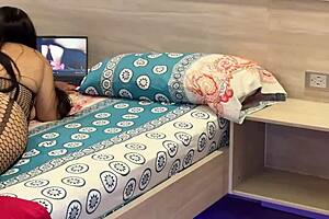 I say let's fuck the young Mexican milf in doggystyle and bent over positions