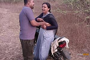 Young Indian housewife enjoys outdoor sex with passion